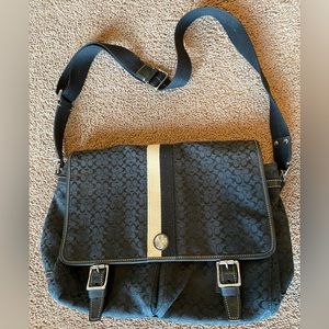 Coach messenger bag- overall fabric with C print.